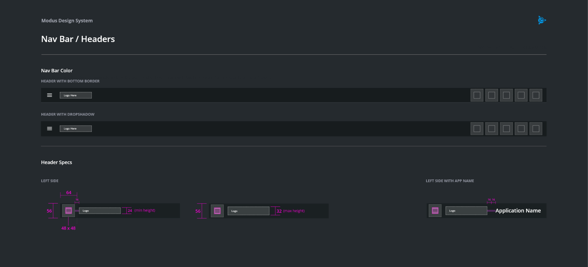 Dark Mode Navbar example